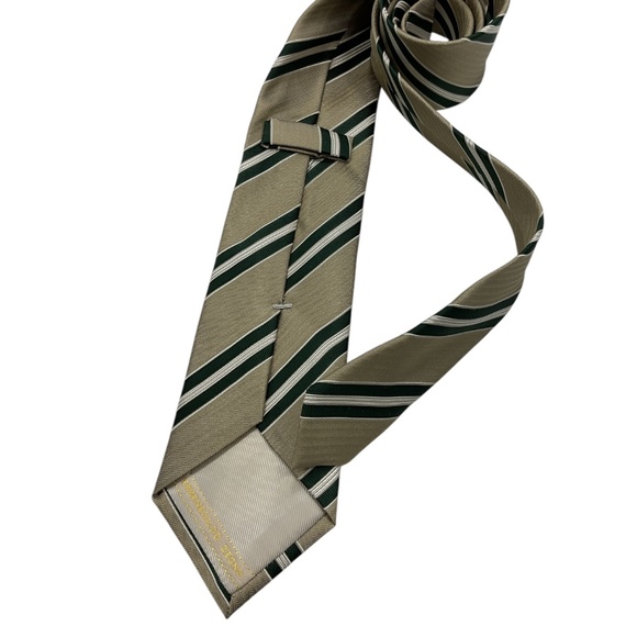 🆕ERMENEGILDO ZEGNA Beige/Green Silk Blend LUXURY Tie ITALY - Picture 2 of 5